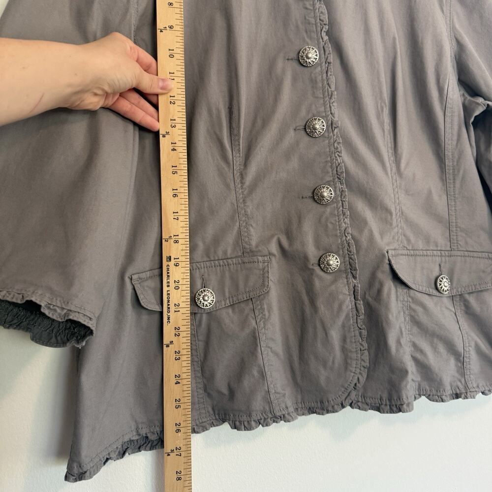 Christiana Zinn Gray Button Up Jacket 3/4 Sleeve Ruffled Edges 3X - Picture 4 of 9